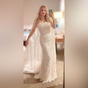 David Tutera Mermaid Wedding Gown with Gem Embellishment’s